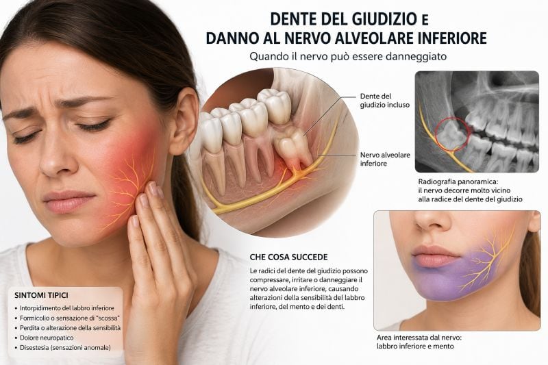 infografica- dente del giudizio può danneggiare il nervo alveolare inferiore