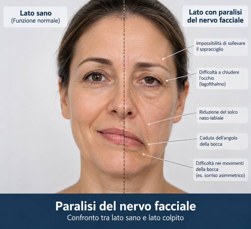 Tossina botulinica nella paralisi del nervo facciale - infografica